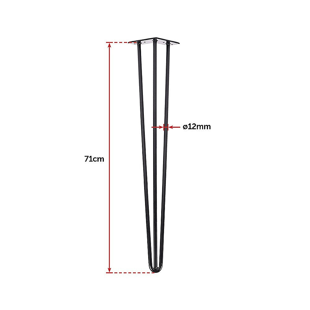 Set of 4 Industrial 3 - Rod Retro Hairpin Table Legs 71cm-White/Black
