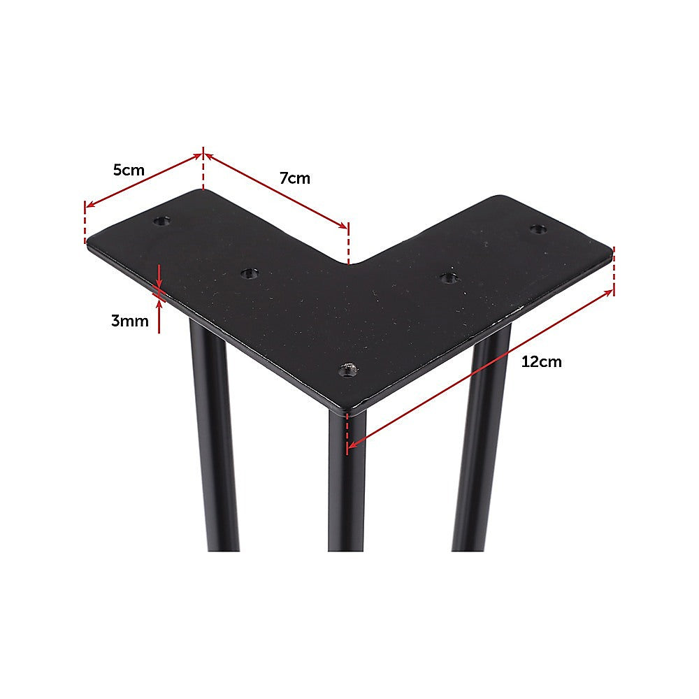 Set of 4 Industrial 3 - Rod Retro Hairpin Table Legs 71cm-White/Black