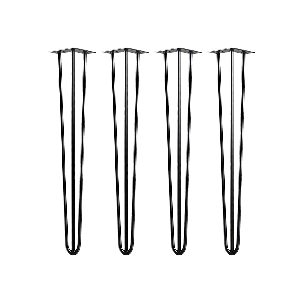 Set of 4 Industrial 3 - Rod Retro Hairpin Table Legs 71cm-White/Black