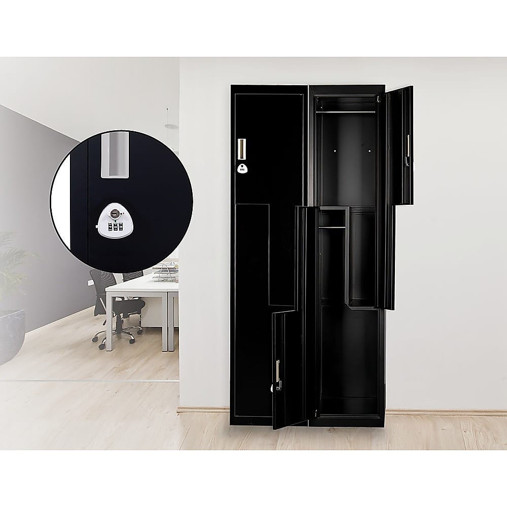 Office Storage Lockers Black Steel 180x40x45cm