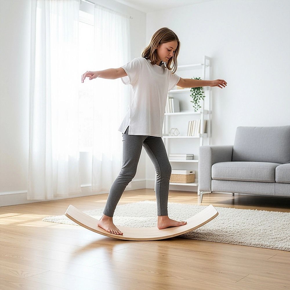 Balance Board Beam Seesaw Wooden Child Kids Adult Yoga