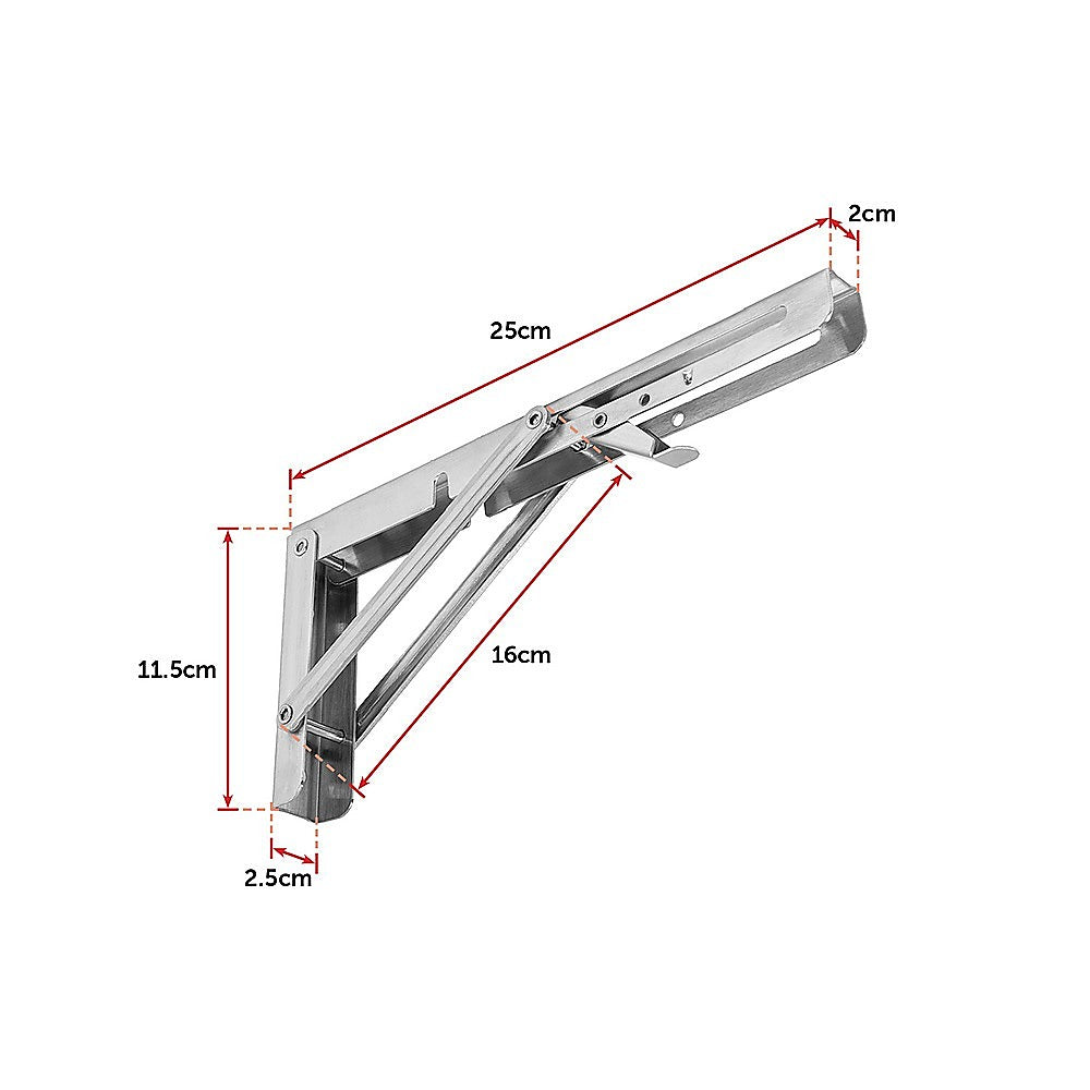 Heavy Duty Stainless Steel Folding Table Bracket (2X 10", 50Kg Load)