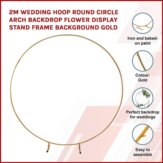 2M Wedding Hoop Round Circle Arch Backdrop Flower Display - Stand Frame Background