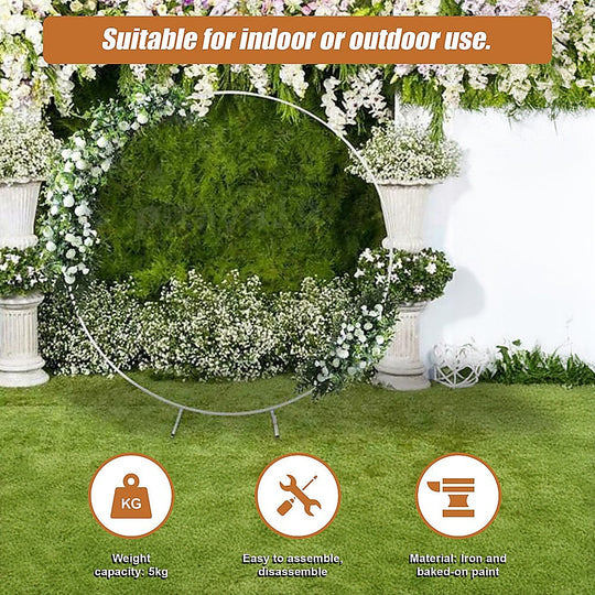 2M Wedding Hoop Round Circle Arch Backdrop Flower Display Frame - Stand Background White