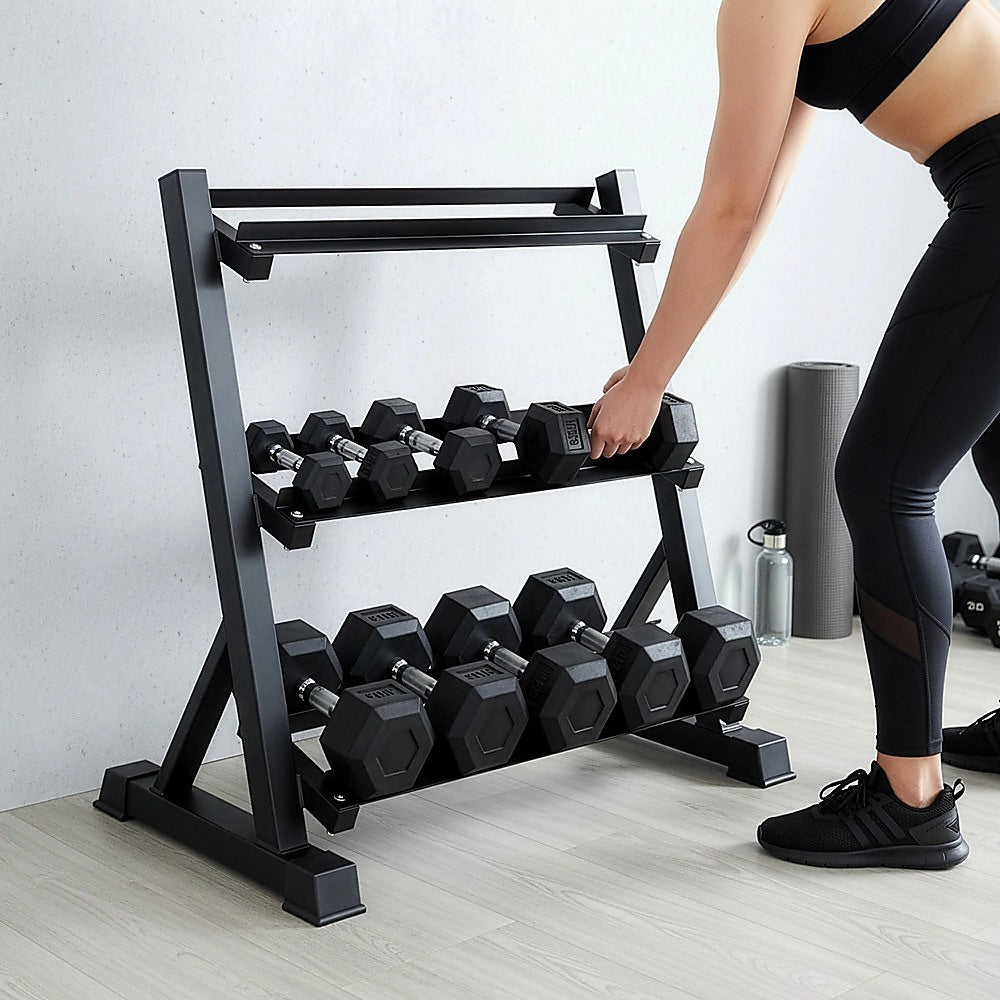 Dumbbell Rack Heavy Duty 3-Tier Home Gym Fitness Stand