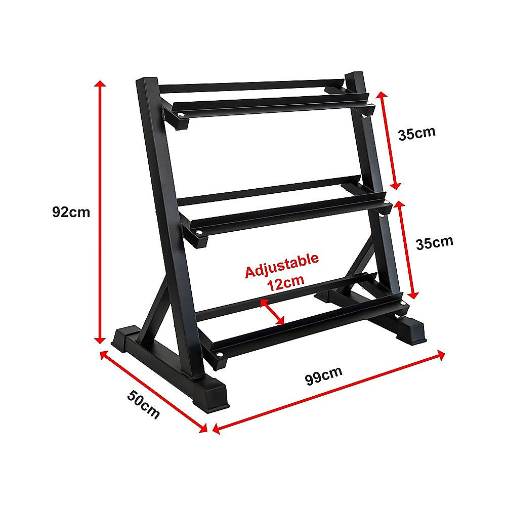 Dumbbell Rack Heavy Duty 3-Tier Home Gym Fitness Stand