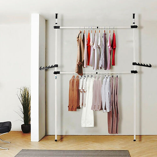 Heavy Duty Adjustable Clothes Rail Garment Display Stand - Storage Shelf Hanging Rack