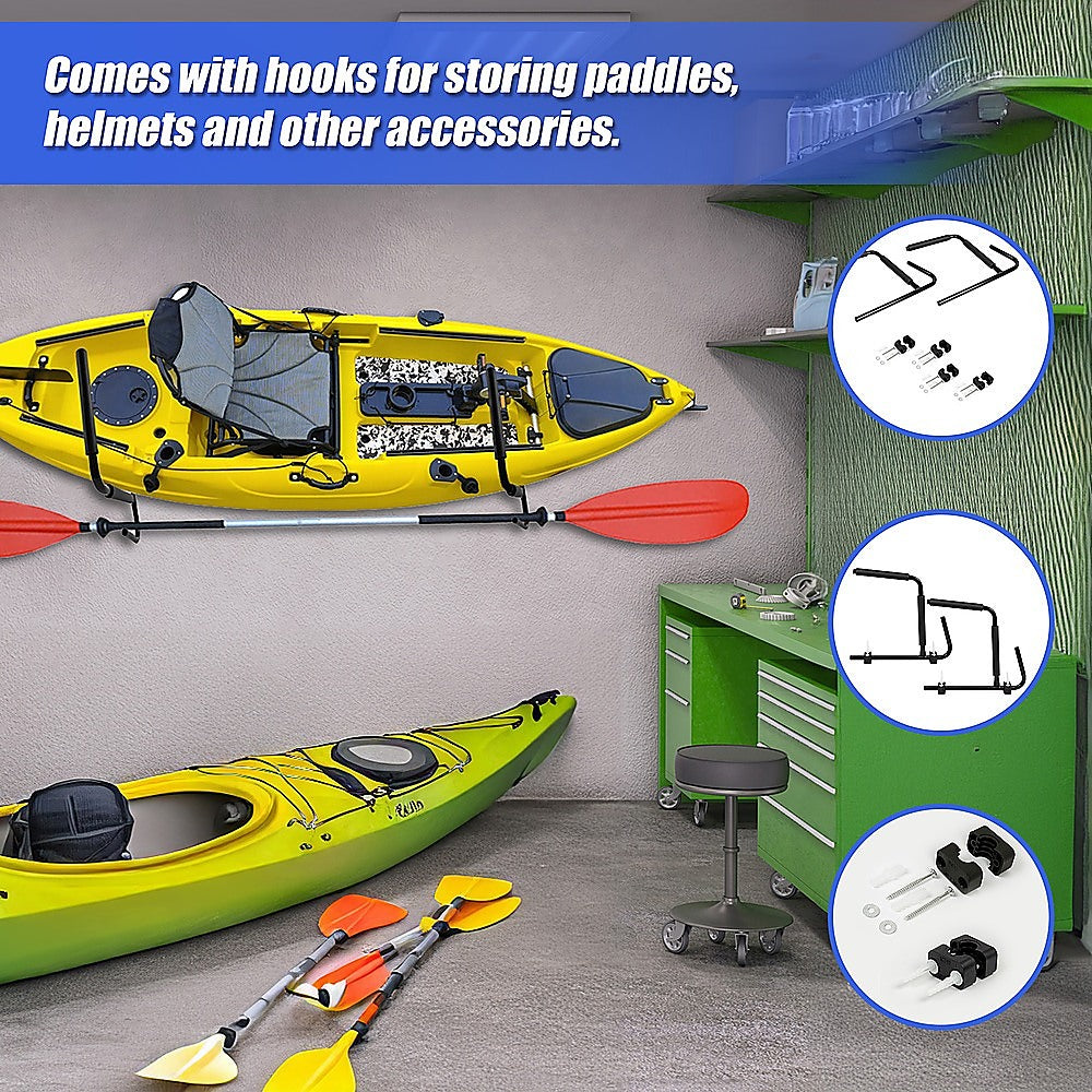 Pair Kayak Storage Rack Wall Mounted Surfboard Holder