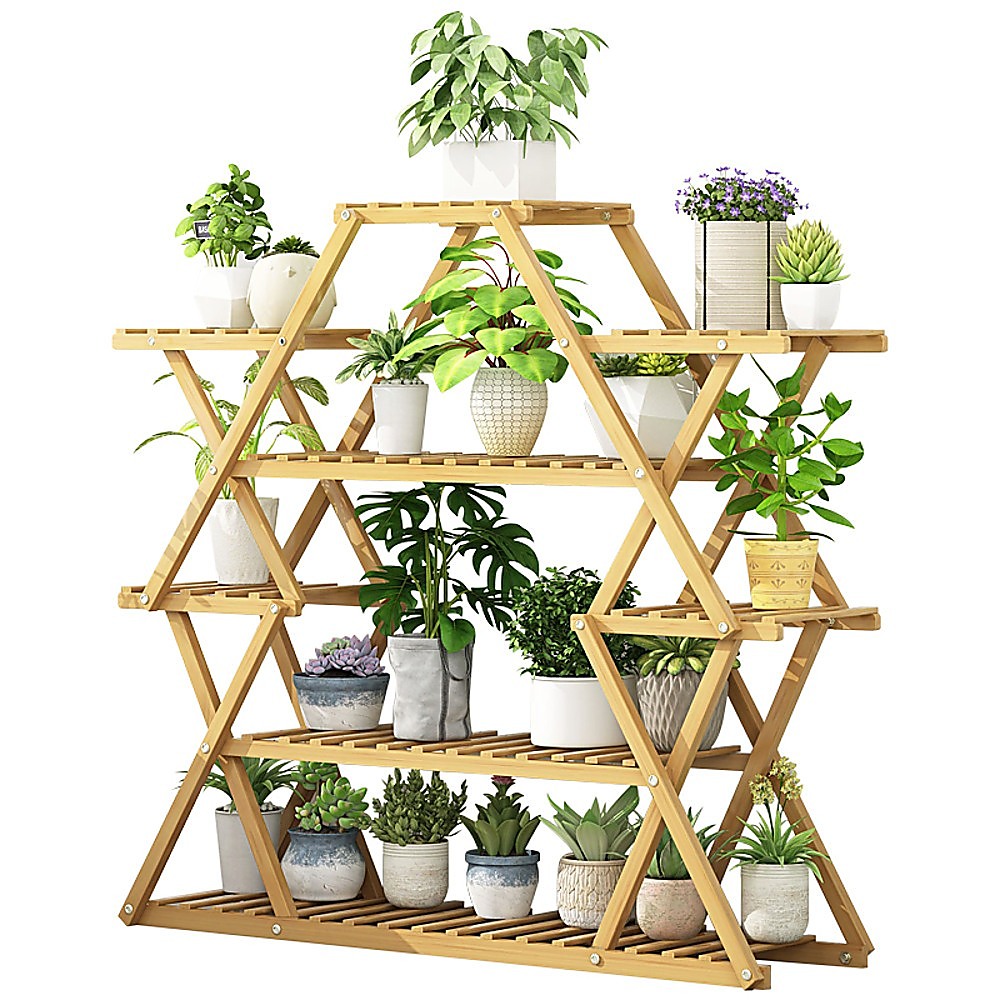 Bamboo Multilayer Flower Plant Rack Patio Stand