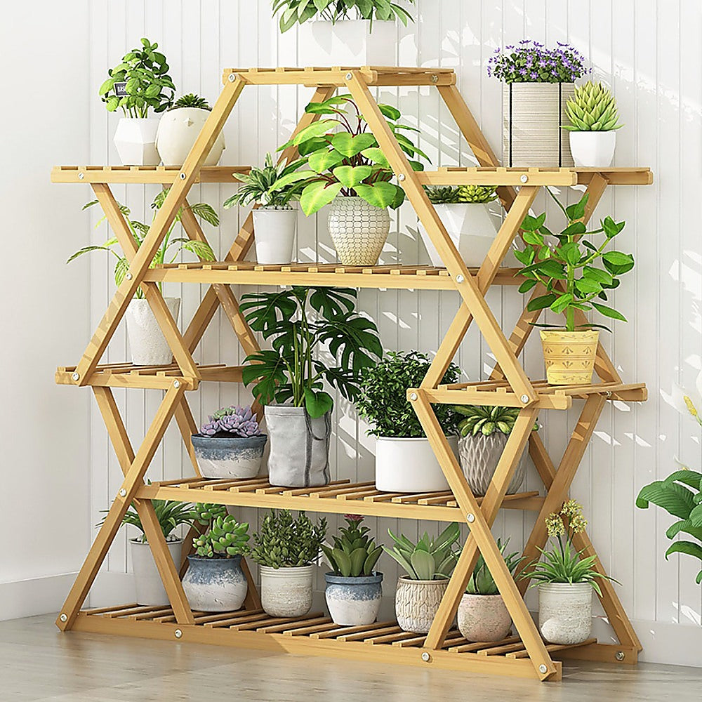 Bamboo Multilayer Flower Plant Rack Patio Stand