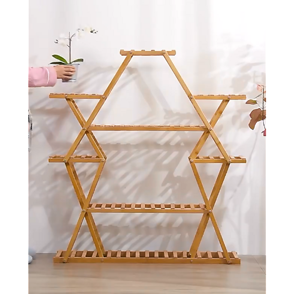 Bamboo Multilayer Flower Plant Rack Patio Stand