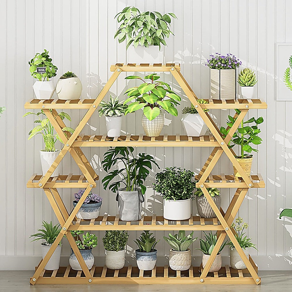 Bamboo Multilayer Flower Plant Rack Patio Stand