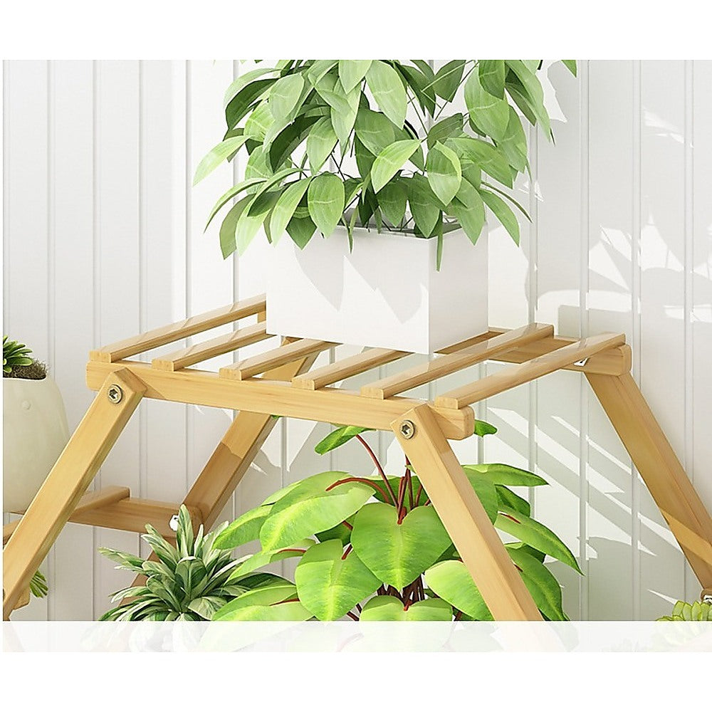 Bamboo Multilayer Flower Plant Rack Patio Stand