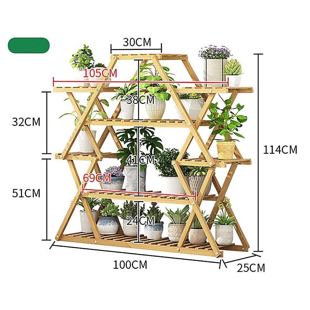 Bamboo Multilayer Flower Plant Rack Patio Stand