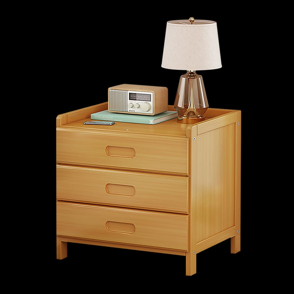 Bamboo Bedside Table Storage 42x30x40cm