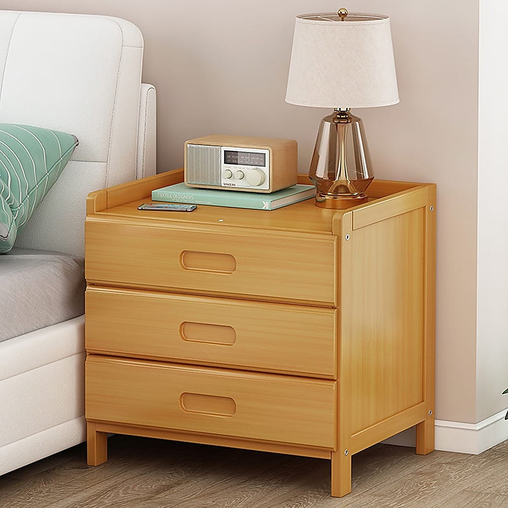 Bamboo Bedside Table Storage 42x30x40cm