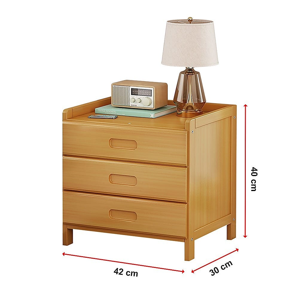 Bamboo Bedside Table Storage 42x30x40cm