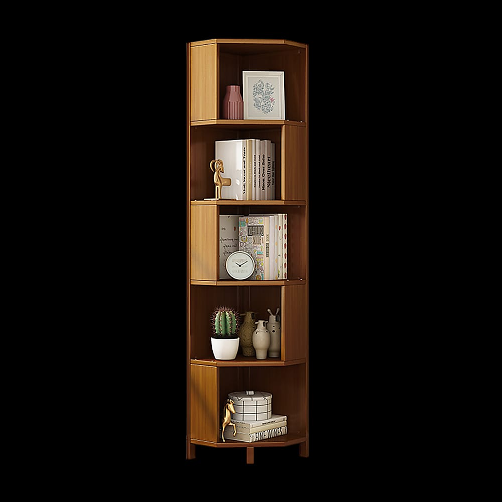 Corner Bookcase Industrial Bamboo 32x32x169cm