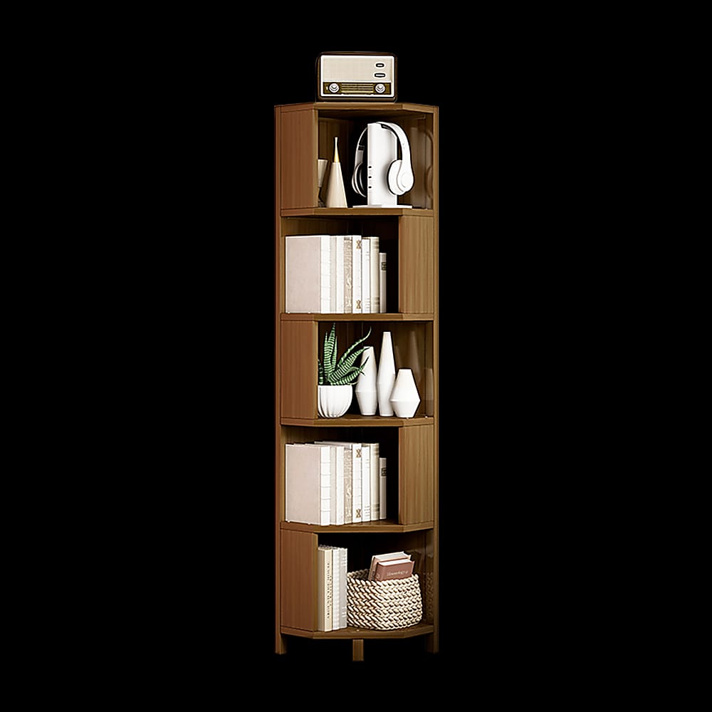 Corner Bookcase Industrial Bamboo 32x32x169cm