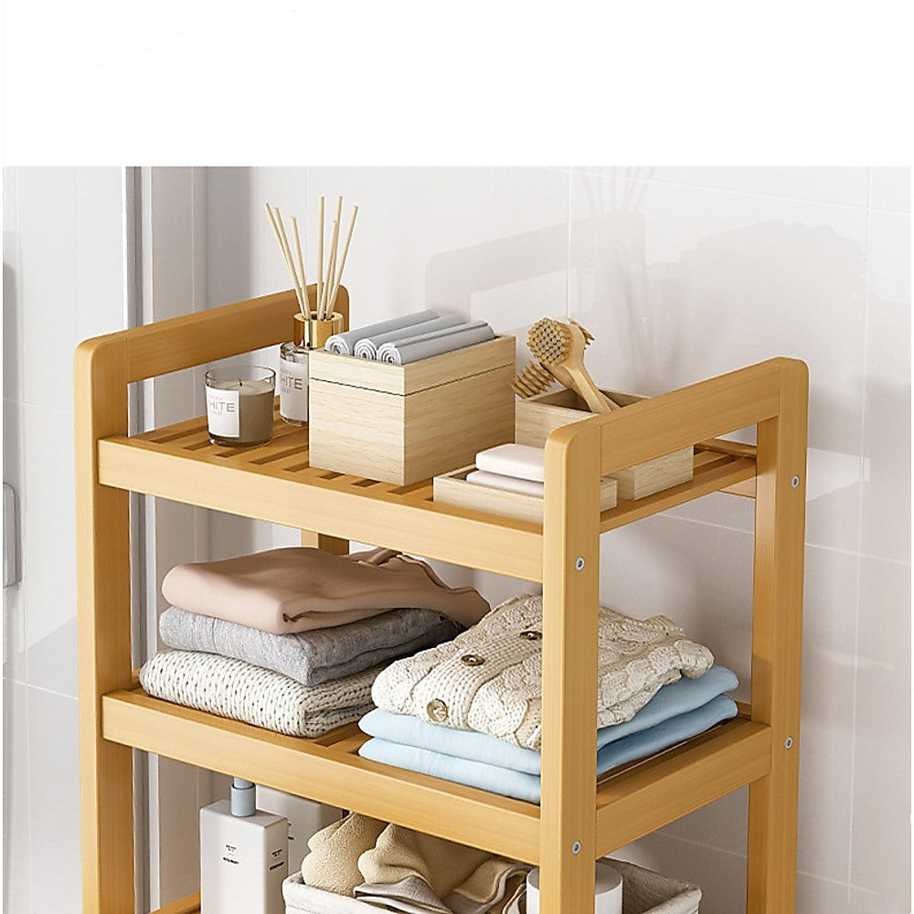 Bamboo 2-In-1 Laundry Hamper Side Table With Shelves
