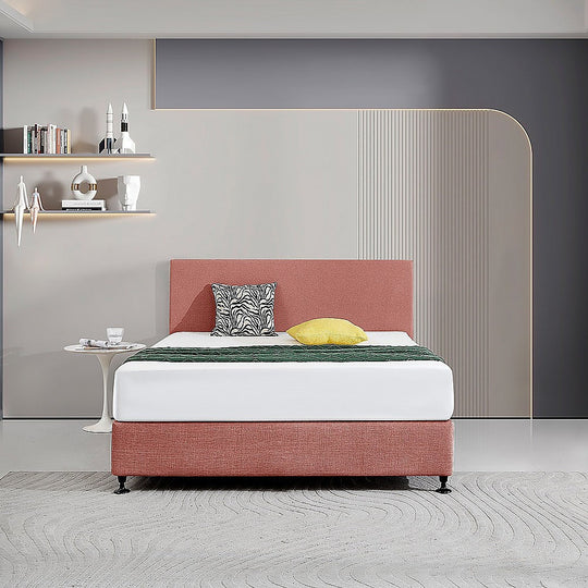 Headboards - Linen Fabric Queen Bed Deluxe Headboard Bedhead - Pearl Copper Brown
