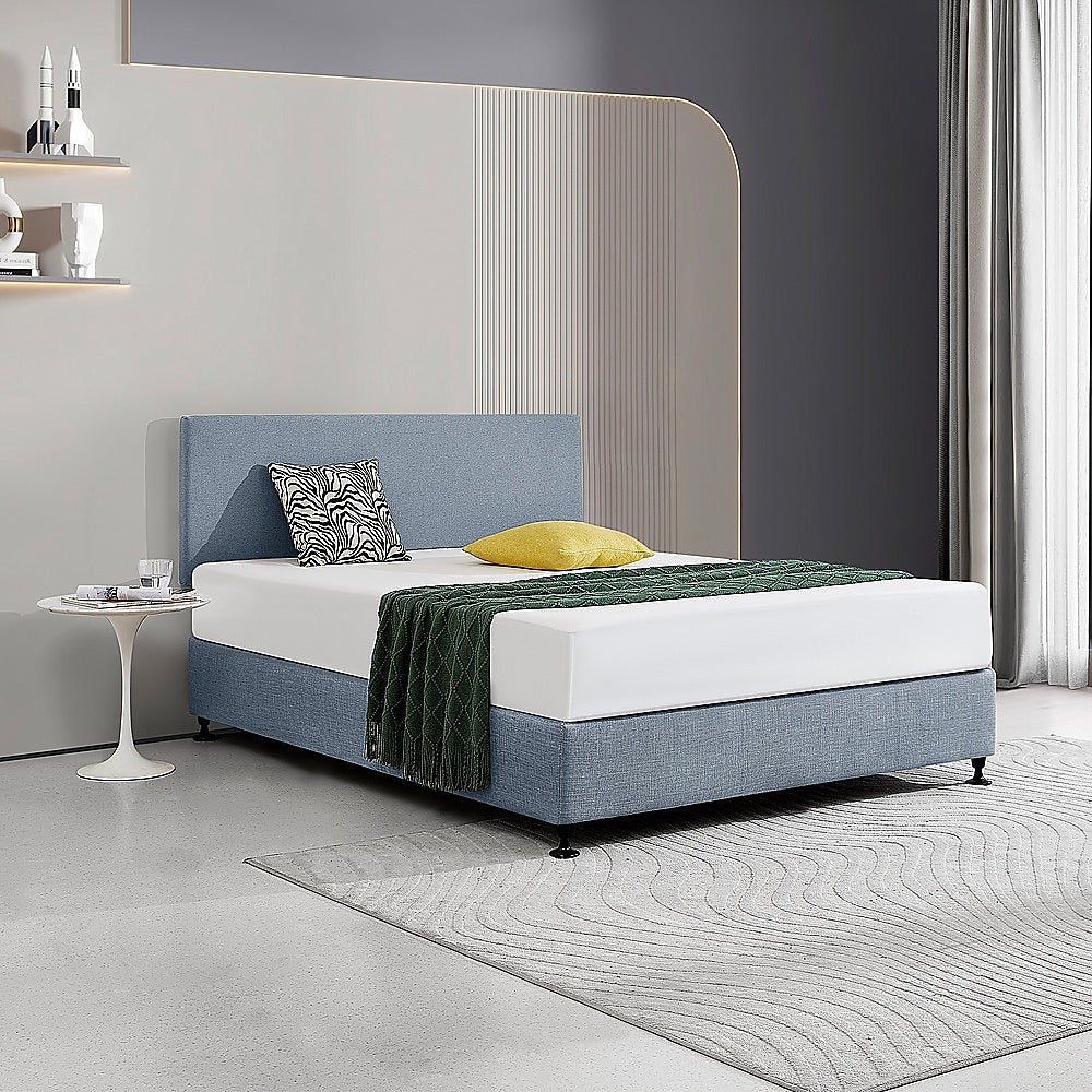Headboards - Linen Fabric Queen Bed Deluxe Headboard Bedhead - Berlin Blue