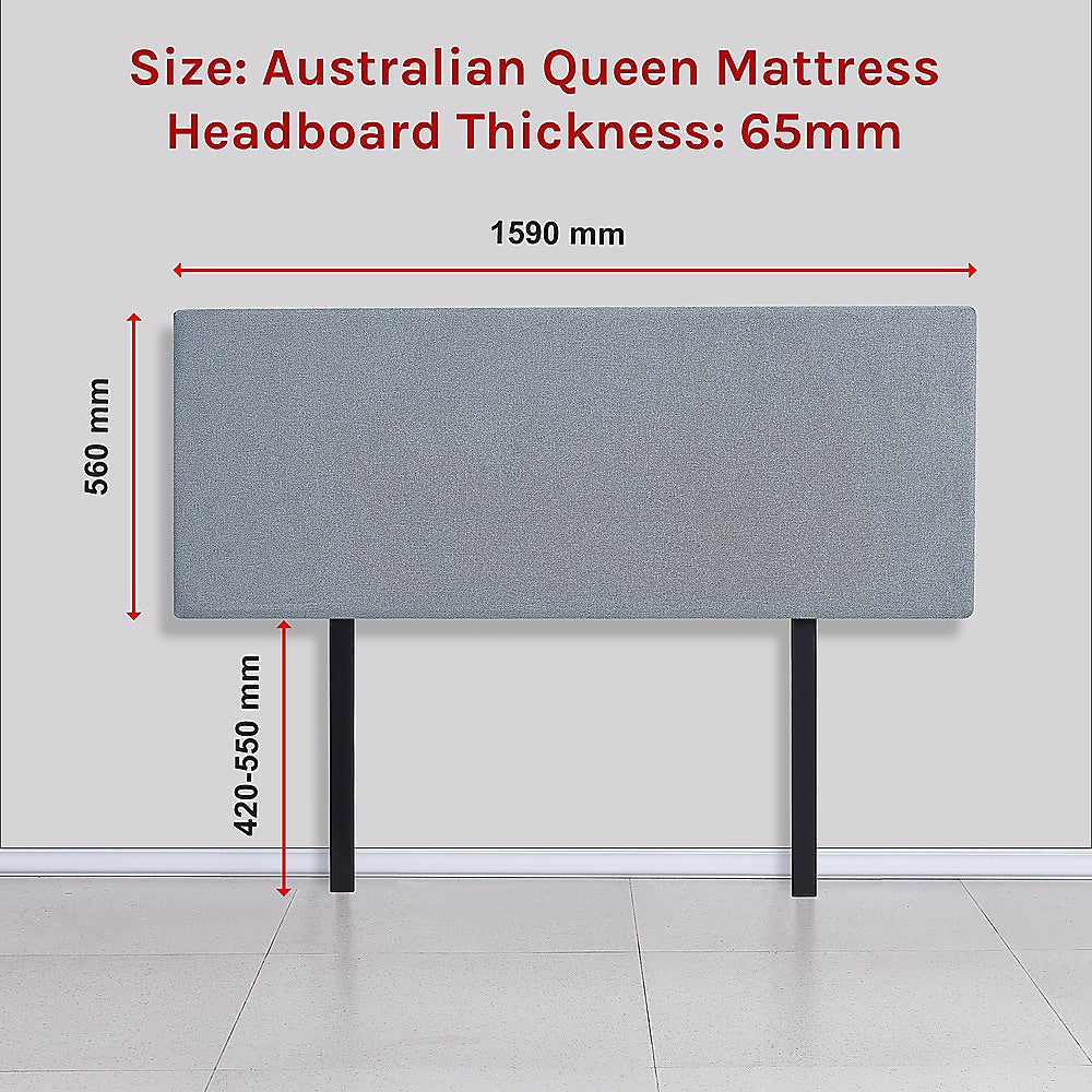 Linen Fabric Queen Bed Deluxe Headboard Bedhead - Berlin Blue | Blue colour