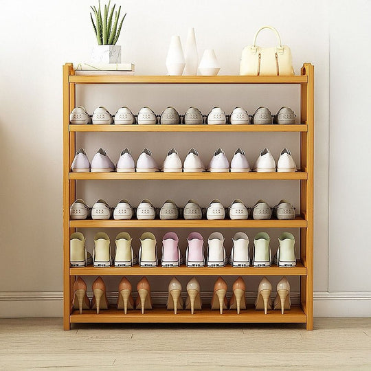 Bamboo Shoe Rack Storage 70x25x98cm