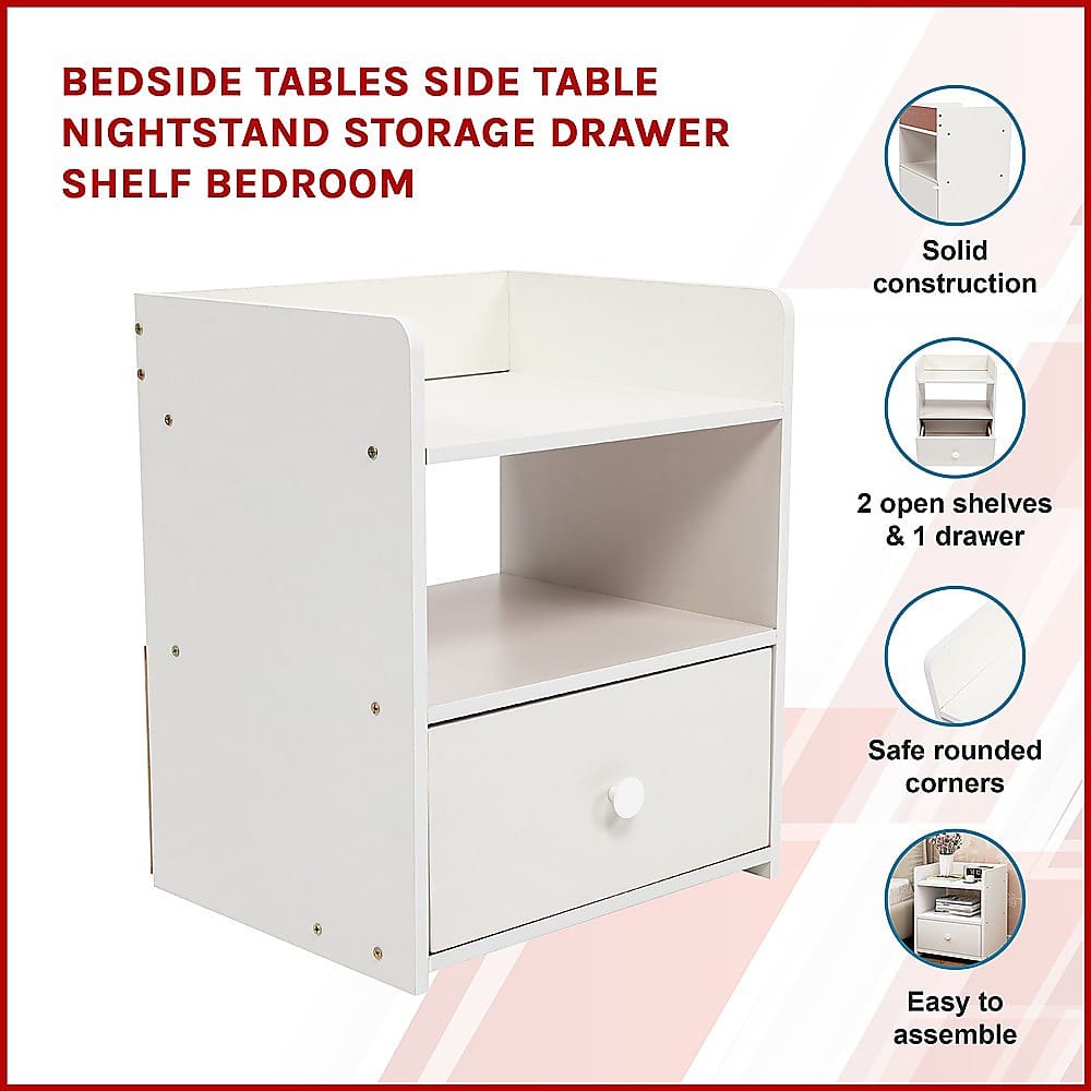 Bedside Table With Storage Drawer 36x30x45cm