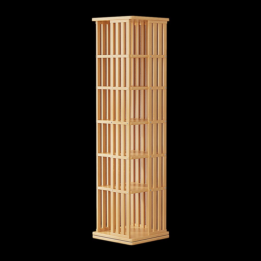 Rotating Bookshelf Bamboo Storage 37x37x178cm