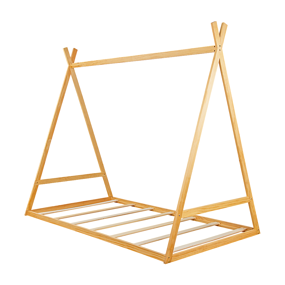 Montessori Kids Floor Bed With Wooden Frame And Toddler Tent - Beds & Bed Frames