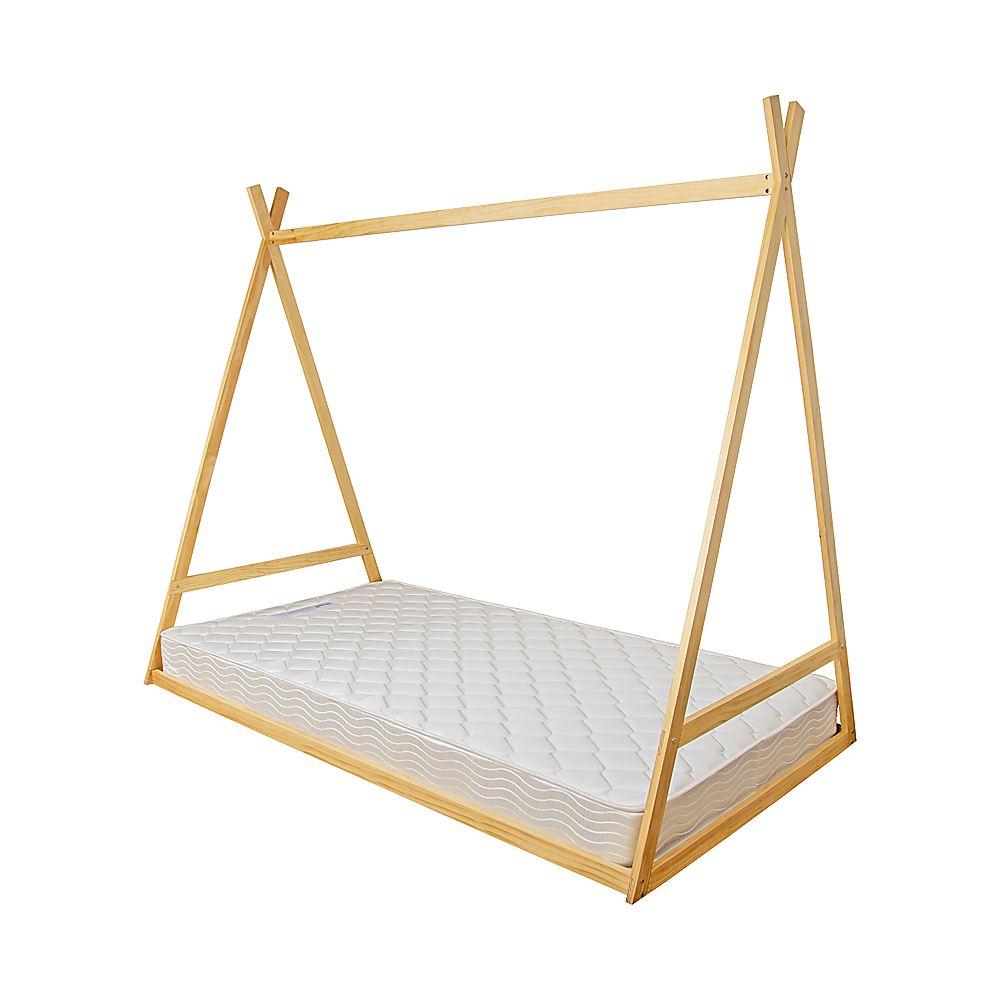 Montessori Kids Floor Bed With Wooden Frame And Toddler Tent