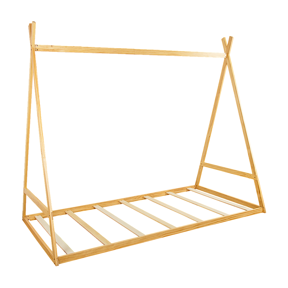 Montessori Kids Floor Bed With Wooden Frame And Toddler Tent | Beds & Bed Frames