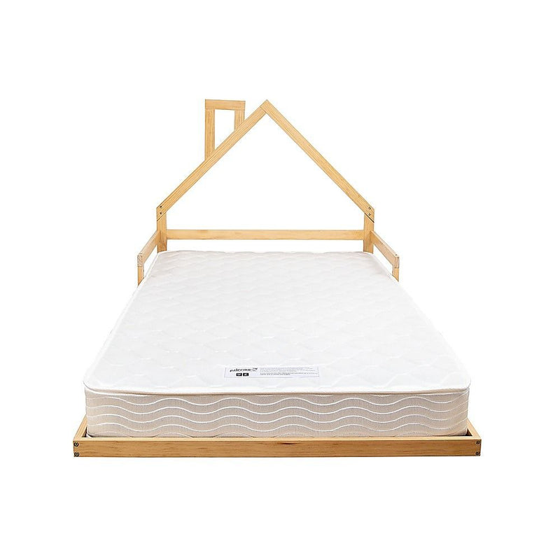 Pine finish - Pine Wood Floor Bed House Frame For Kids And Toddlers Slat Support