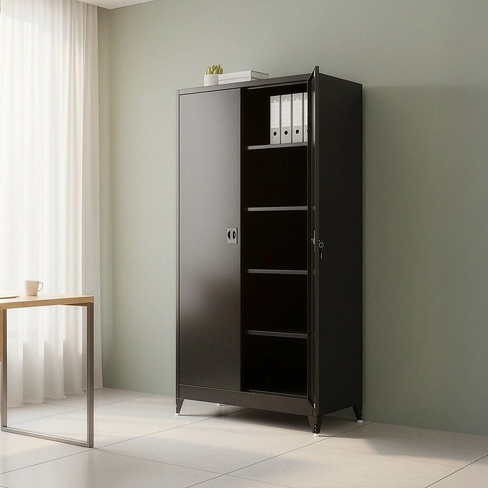 Metal Storage Cabinet Black 90x45x191cm