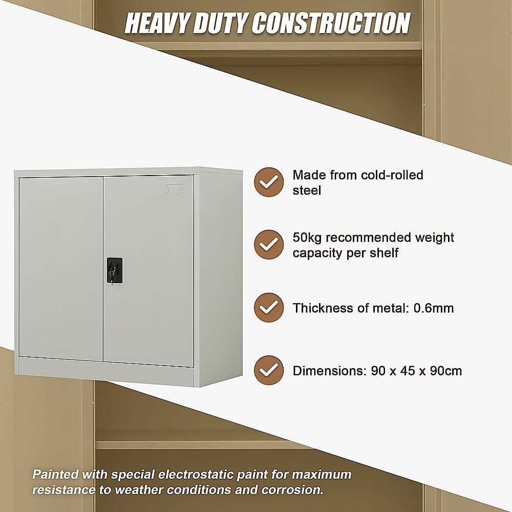 Metal Storage Cabinet Grey 90x45x90cm