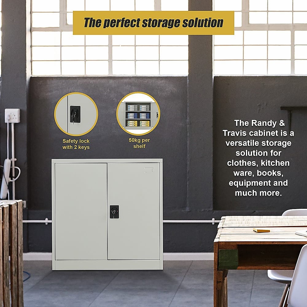 Metal Storage Cabinet Grey 90x45x90cm