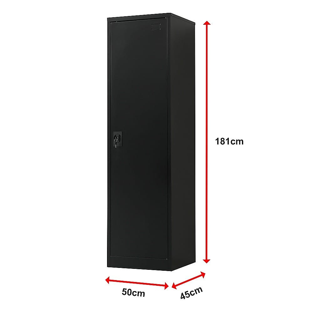 Tall Metal Storage Cabinet Black 50x45x181cm