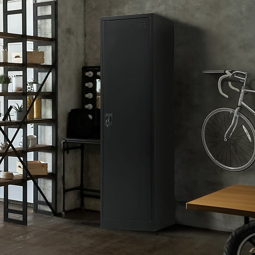 Tall Metal Storage Cabinet Black 50x45x181cm