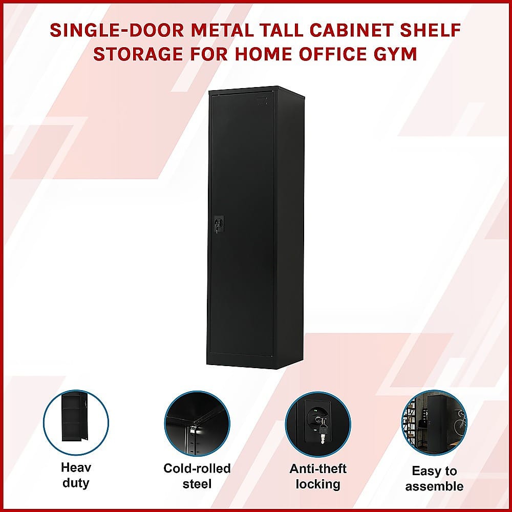Tall Metal Storage Cabinet Black 50x45x181cm