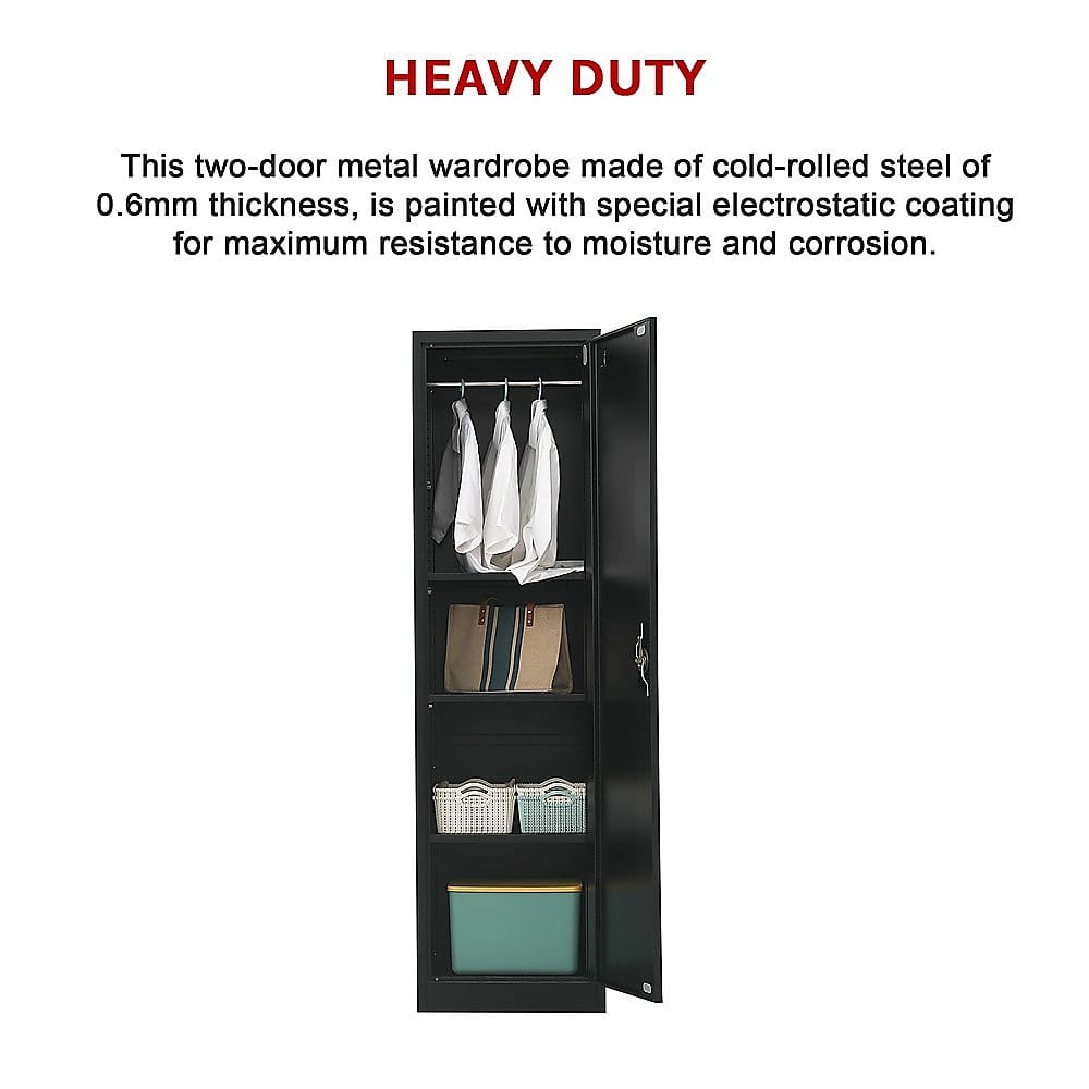 Tall Metal Storage Cabinet Black 50x45x181cm