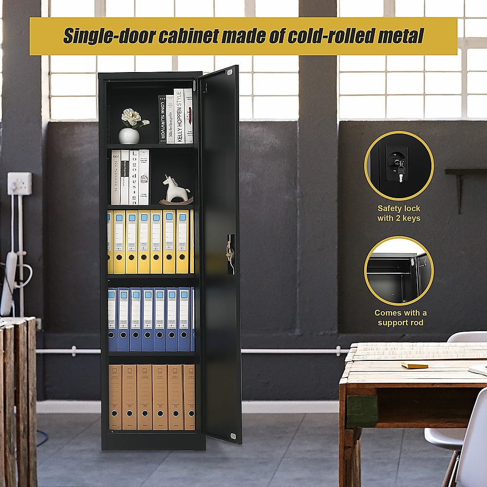 Tall Metal Storage Cabinet Black 50x45x181cm