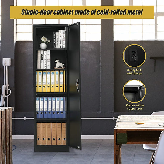Tall Metal Storage Cabinet Black 50x45x181cm