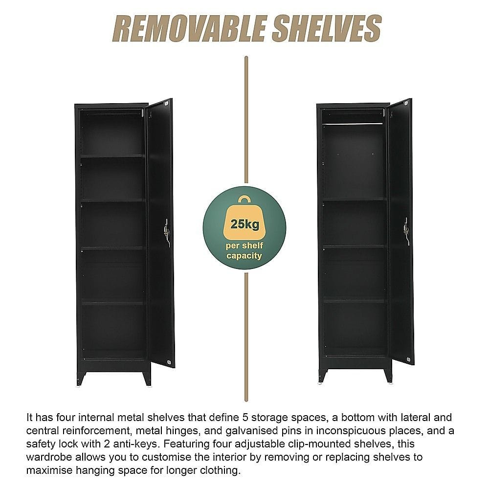 Tall Metal Storage Cabinet Shelf 50x45x191cm