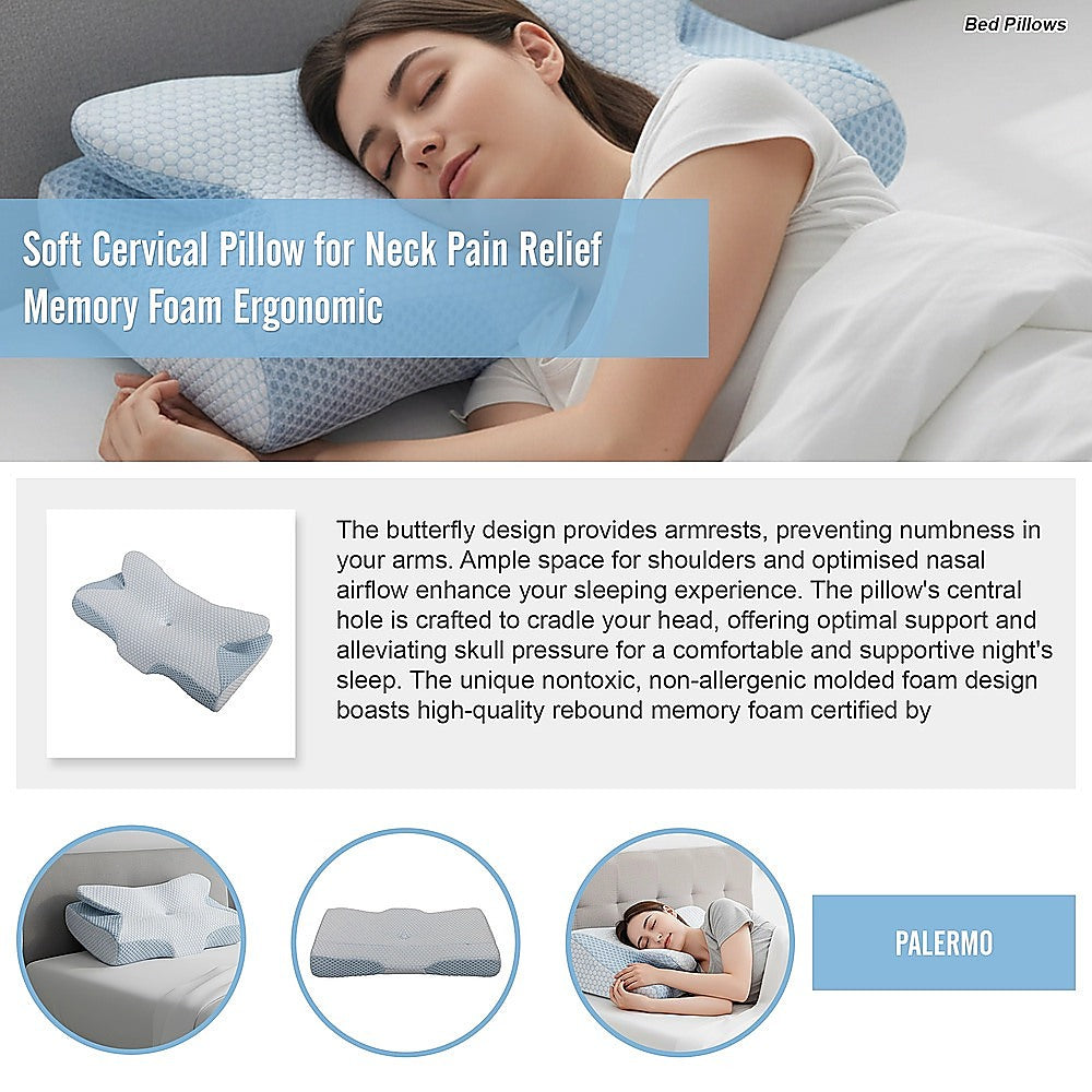 Soft Cervical Pillow For Neck Pain Relief Memory Foam Ergonomic