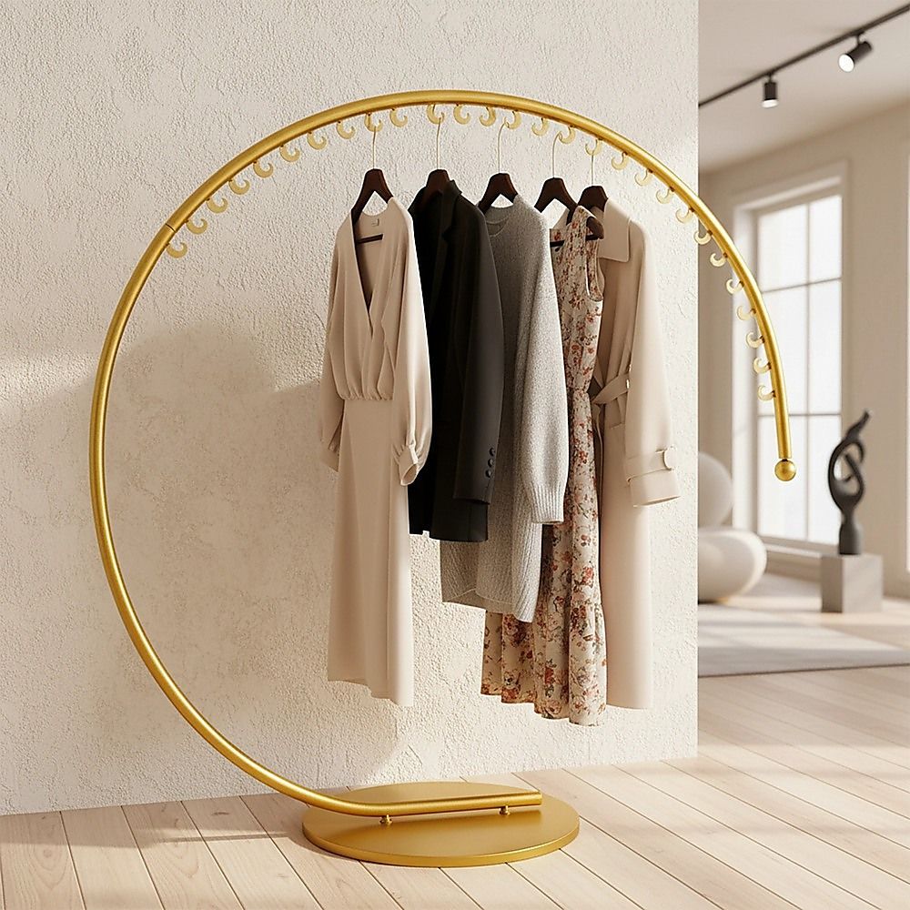 Retail - High Capacity Floor Clothing Rack 160cm with Curved Bar