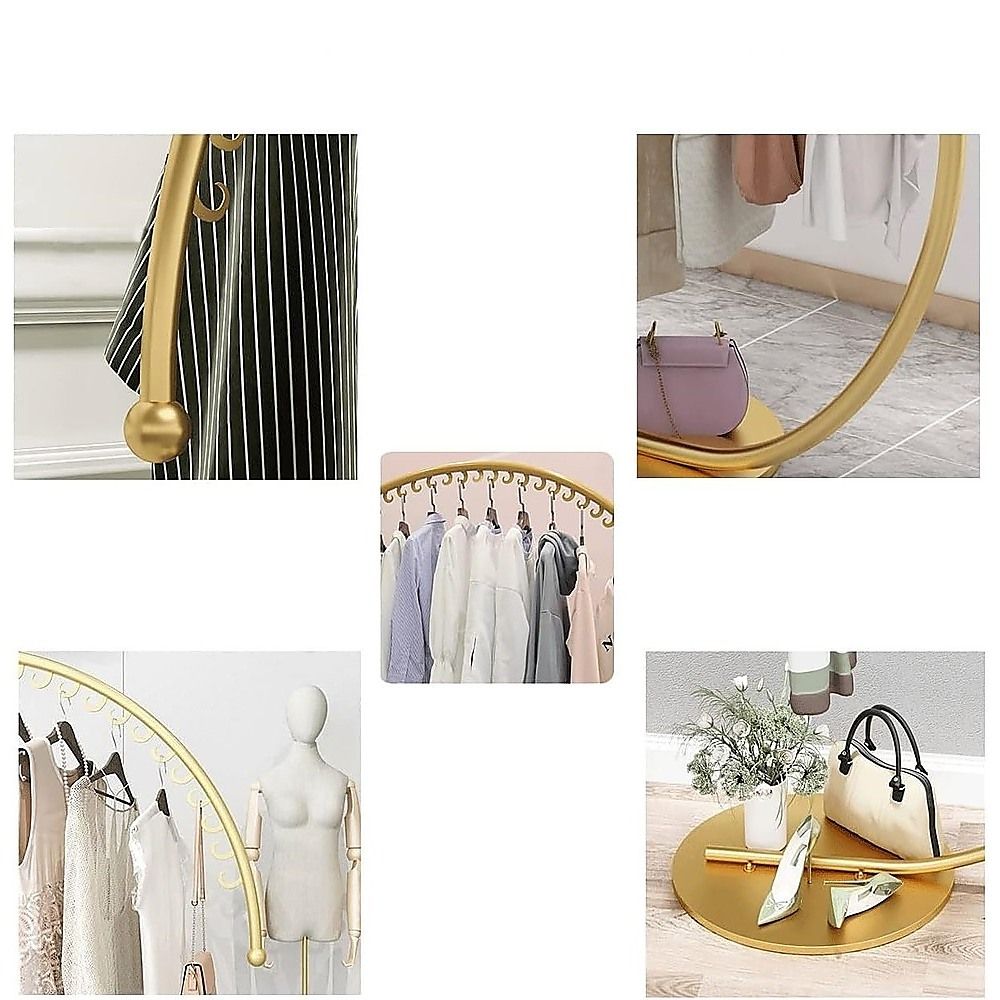 High Capacity Floor Clothing Rack 160cm with Curved Bar, Clothes