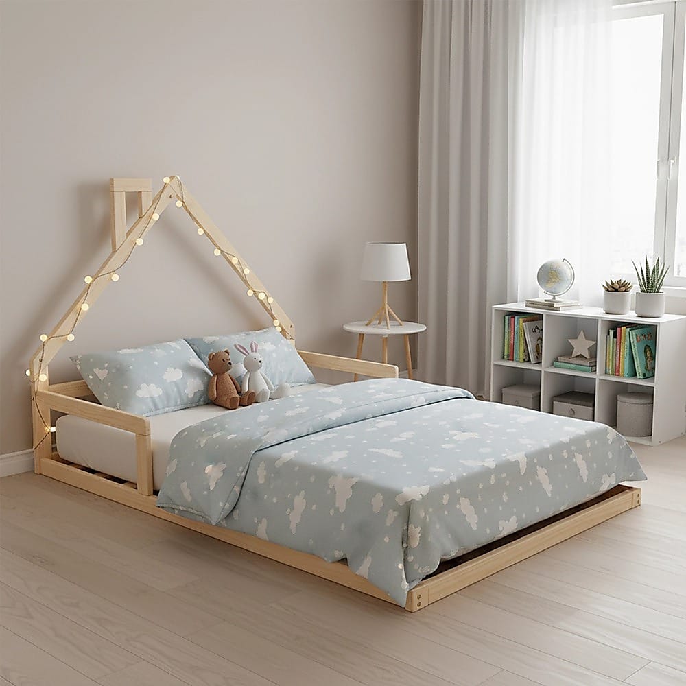 White Pine Wood Bed Frame Double 194x142.5x111.5cm