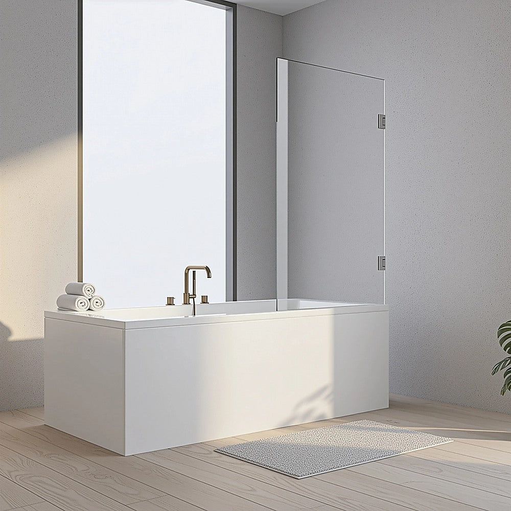 90cm Frameless Swing Bath Shower Screen Stainless Steel Hinge