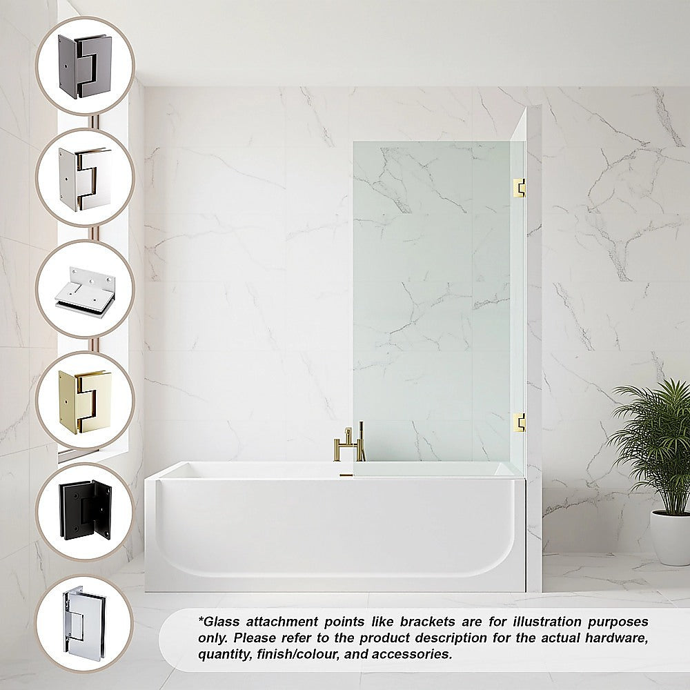 90cm Frameless Swing Bath Shower Screen Stainless Steel Hinge